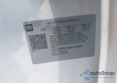 2022 Chevrolet Malibu Fwd Lt из США, поврежденный, VIN 1G1ZD5ST0NF112665